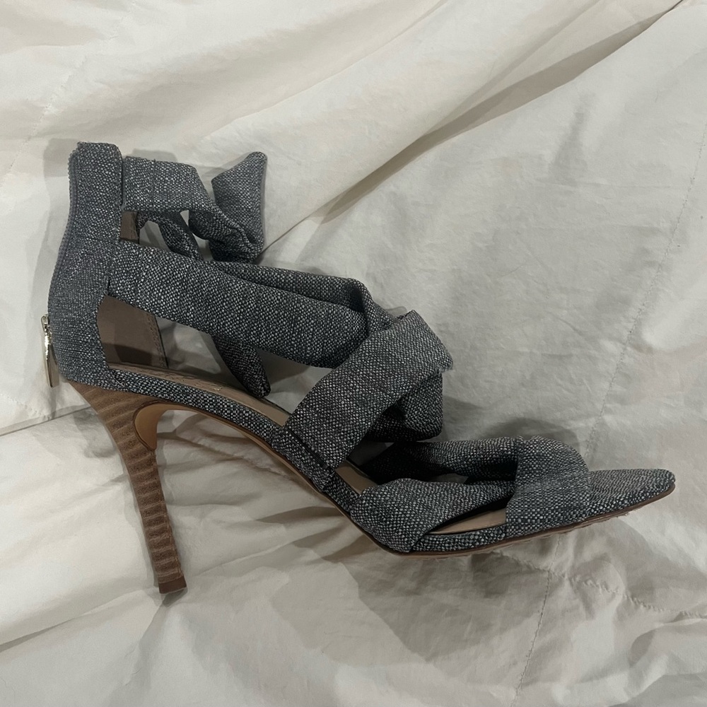 Vince Camuto 3” heel sandals, grey, rarely worn. Size 8.5”